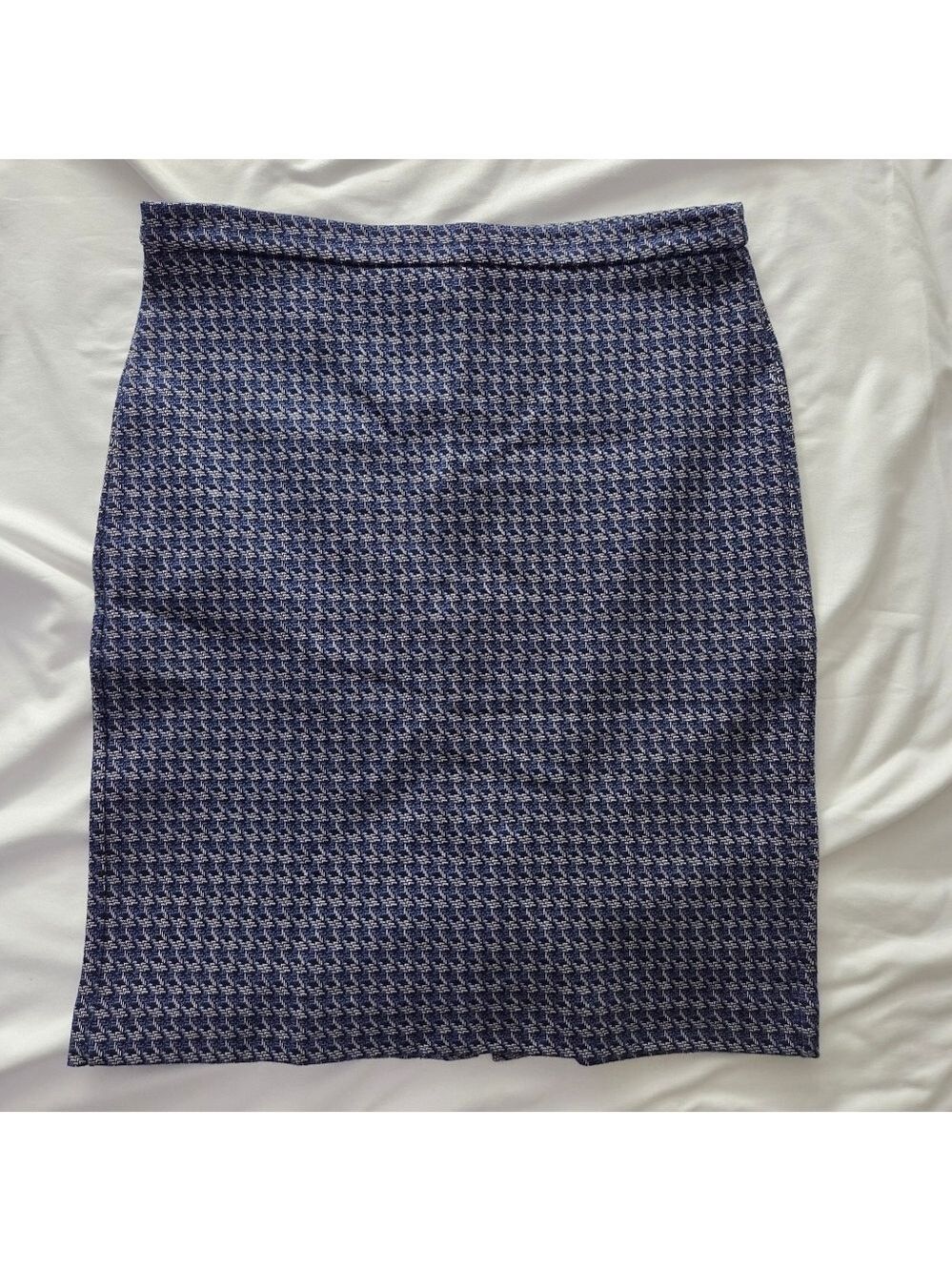 Banana Republic Blue Houndstooth Pencil Skirt 10 Petite